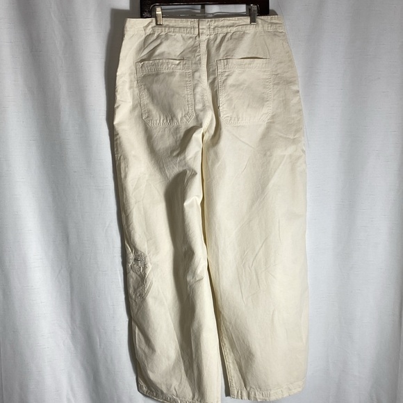Zara The Relaxed Utility Pants In ECRU Signature Denium Cargo Size 14 - Picture 7 of 15